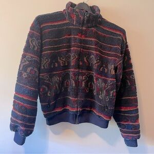 Vintage Eastern Mountain Sports EMS Fleece Jacket multicolor high pile cabincore